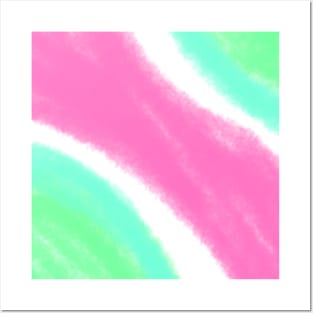 Pink green watercolor art design Posters and Art